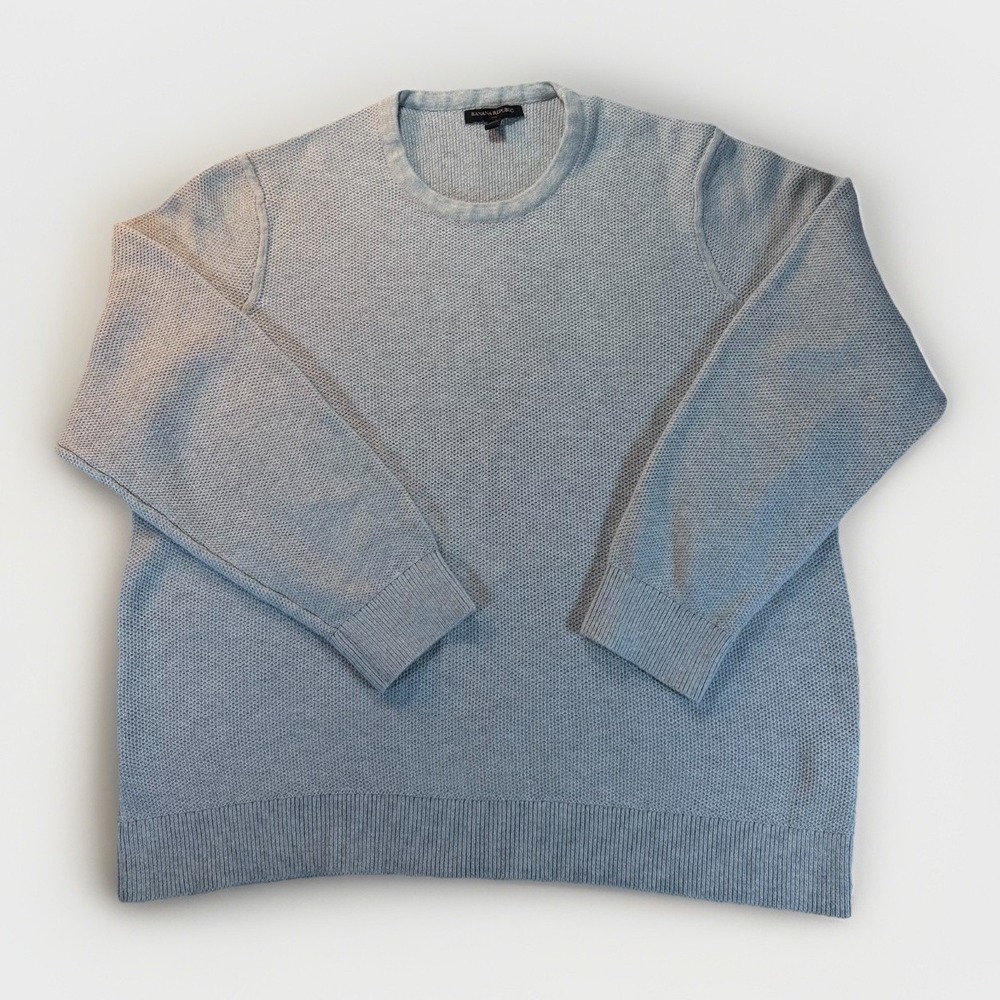Banana Republic Men's XXL 100% Cotton Sweater Heather Grey Honeycomb Crew Preppy